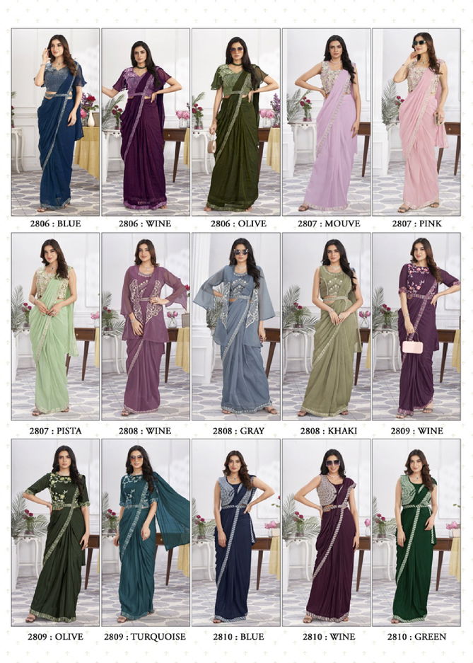 Minutes By Jivora Embroidery Party Wear Readymade Wholesale Saree In Delhi